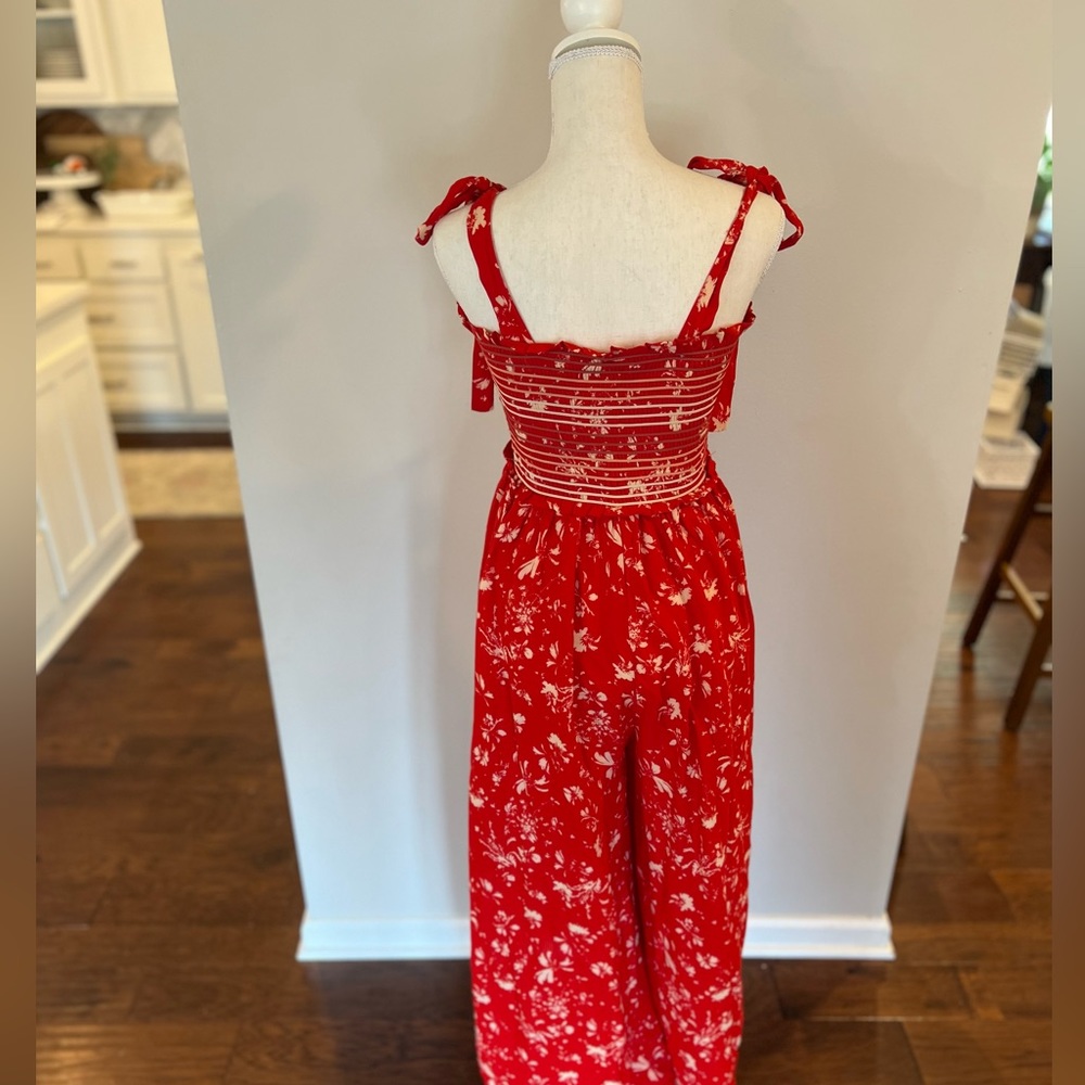 Free People Color my World Jumpsuit in red currant combo, size XS, NWT - Picture 5 of 6